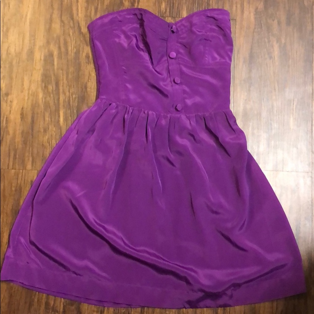 Purple strapless dress